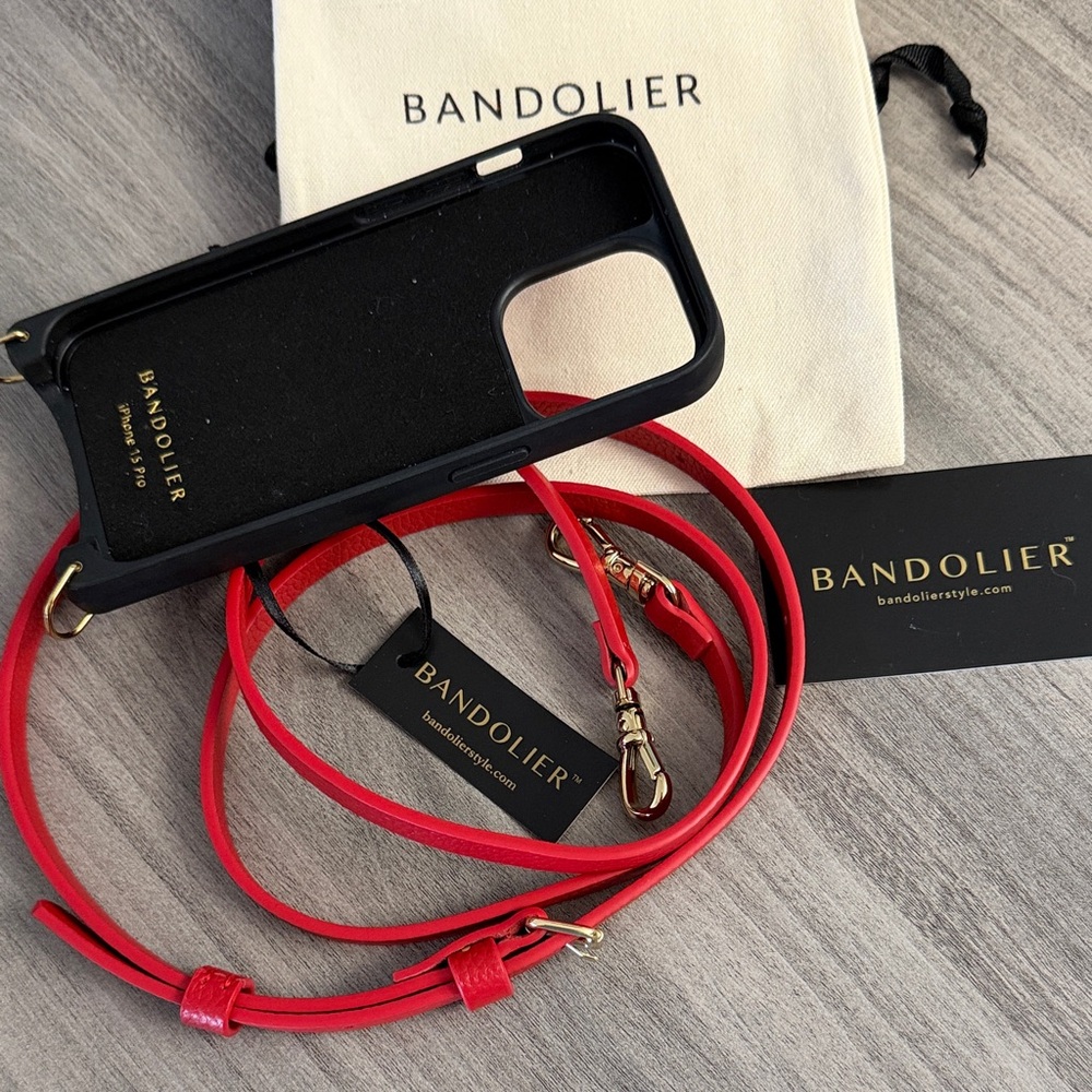 Bandolier Scarlet and Ebony Phone Case with Strap..fits iPhone 15 pro - Picture 2 of 4